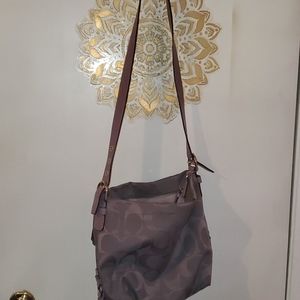 Mauve and grey medium C coach bag (crossbody)